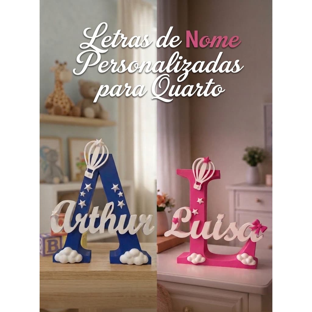 Nome Decorativo Personalizado - Placa Com Nome Para Quarto Infantil E Presentes