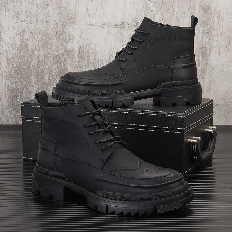 Botas Martin de cano médio masculinas 2026 novo estilo na moda couro genuíno de sola grossa botas curtas masculinas aume