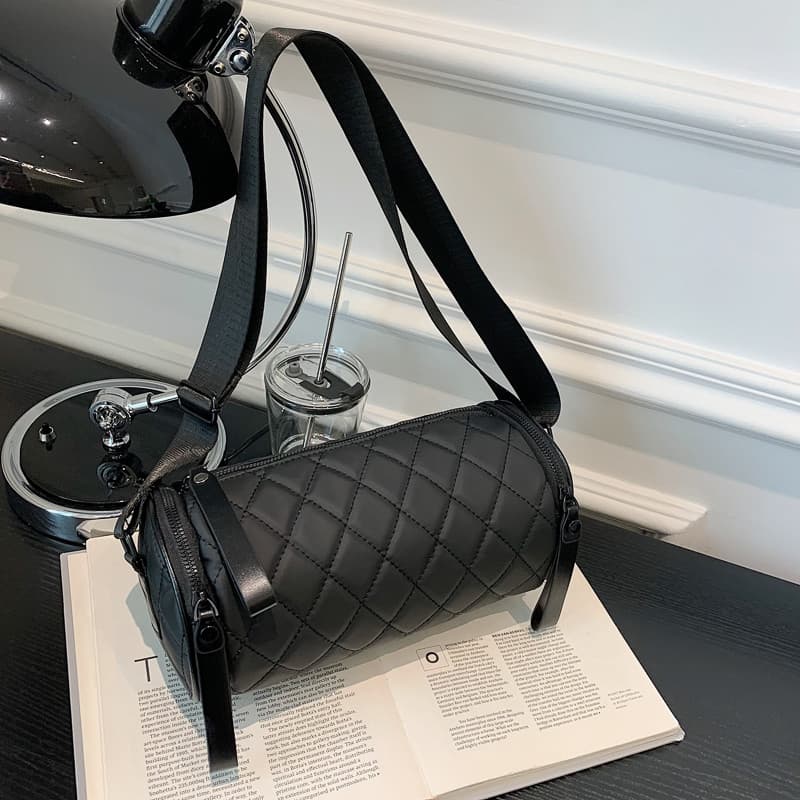 Original losango cilindro saco feminino Crossbody 2023 verão novo estilo na moda textura All-Match balde Oxford pano bol