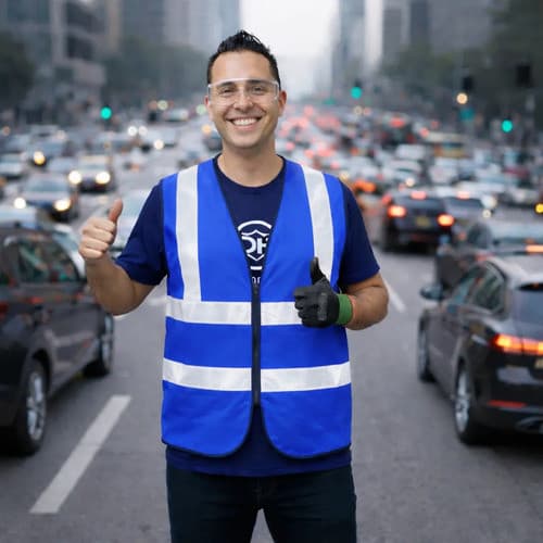 Colete Refletivo Sinalizaçao Segurança Azul Blusão Tactel G