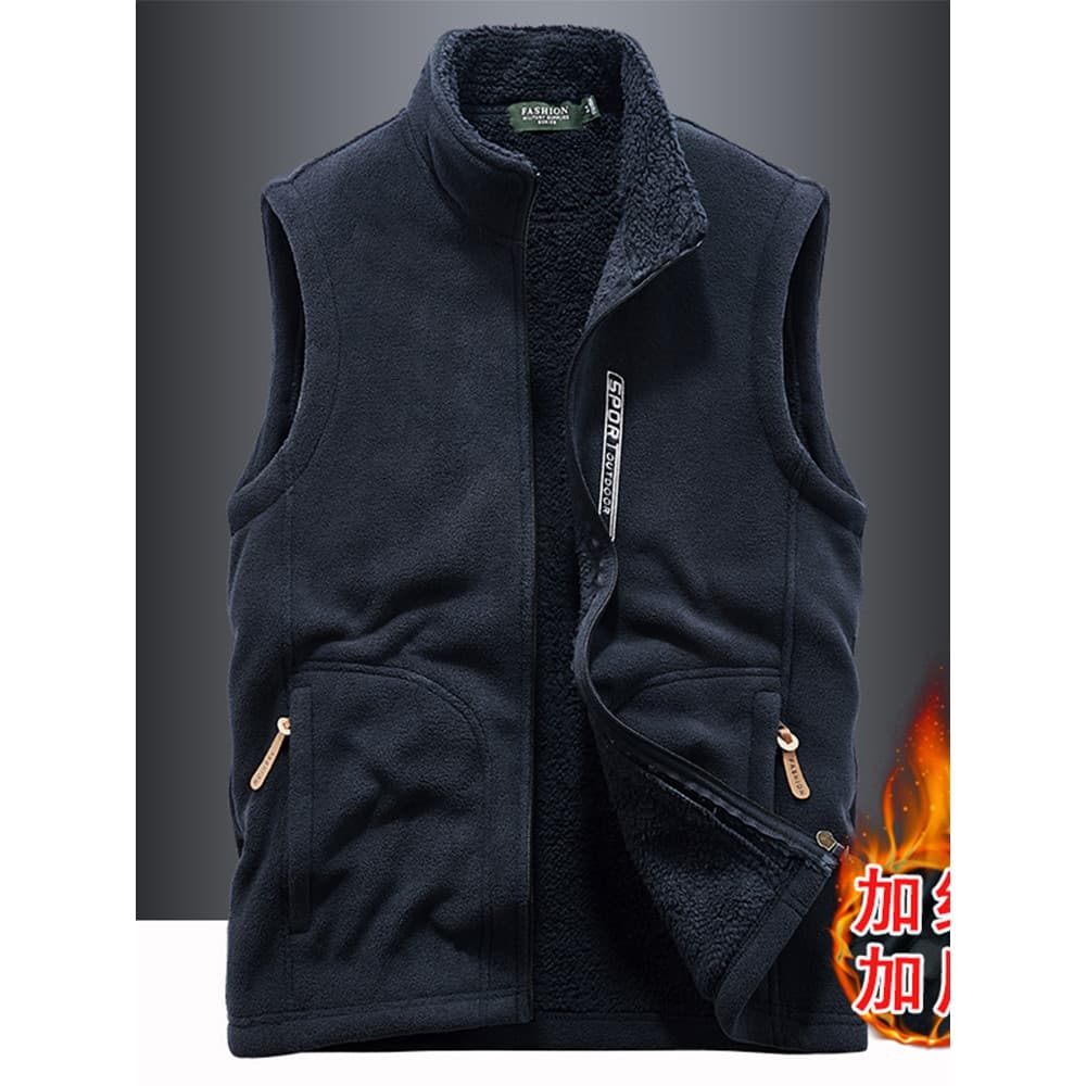 Colete de lã Polar masculino forro de lã espessamento outono inverno quente colete de lã tamanho grande colete Casual ja