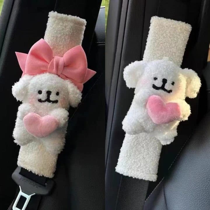Cinto de segurança para cachorro, desenho animado, almofadas de ombro, cinto de segurança fofo, produtos de carro, almof