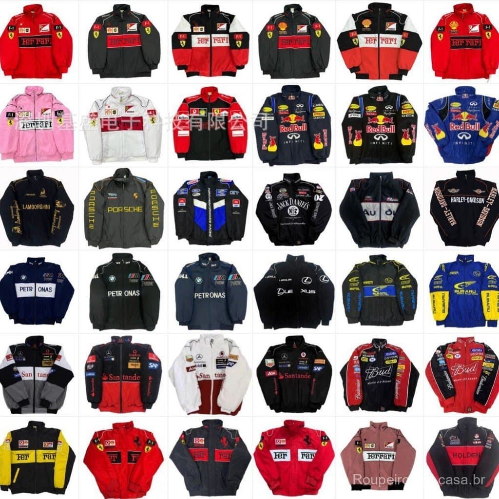Primavera outono estilo fino estilo completo F1 bordado jaqueta de corrida Retro estilo europeu americano Casual motocic