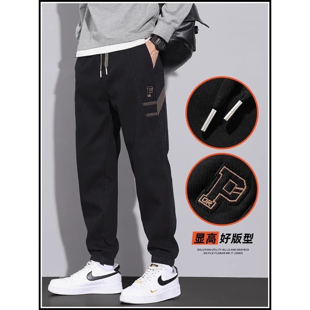 Calças casuais masculinas de venda quente 2026 novo estilo Street Wear calças soltas verão fino preto calças esportivas