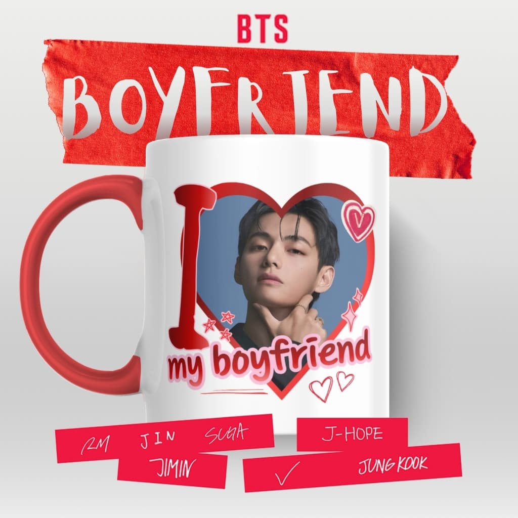 Caneca Xicara Porcelana 325ml V Taehyung BTS KPop Personalizada Presente Decoração Casa