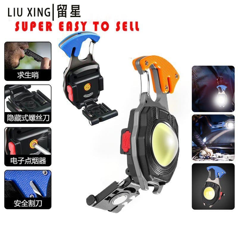 Lanterna Multifuncional Mini com Luz COB para Reparos Automotivos, Luz de Trabalho Portátil Recarregável para Acampament