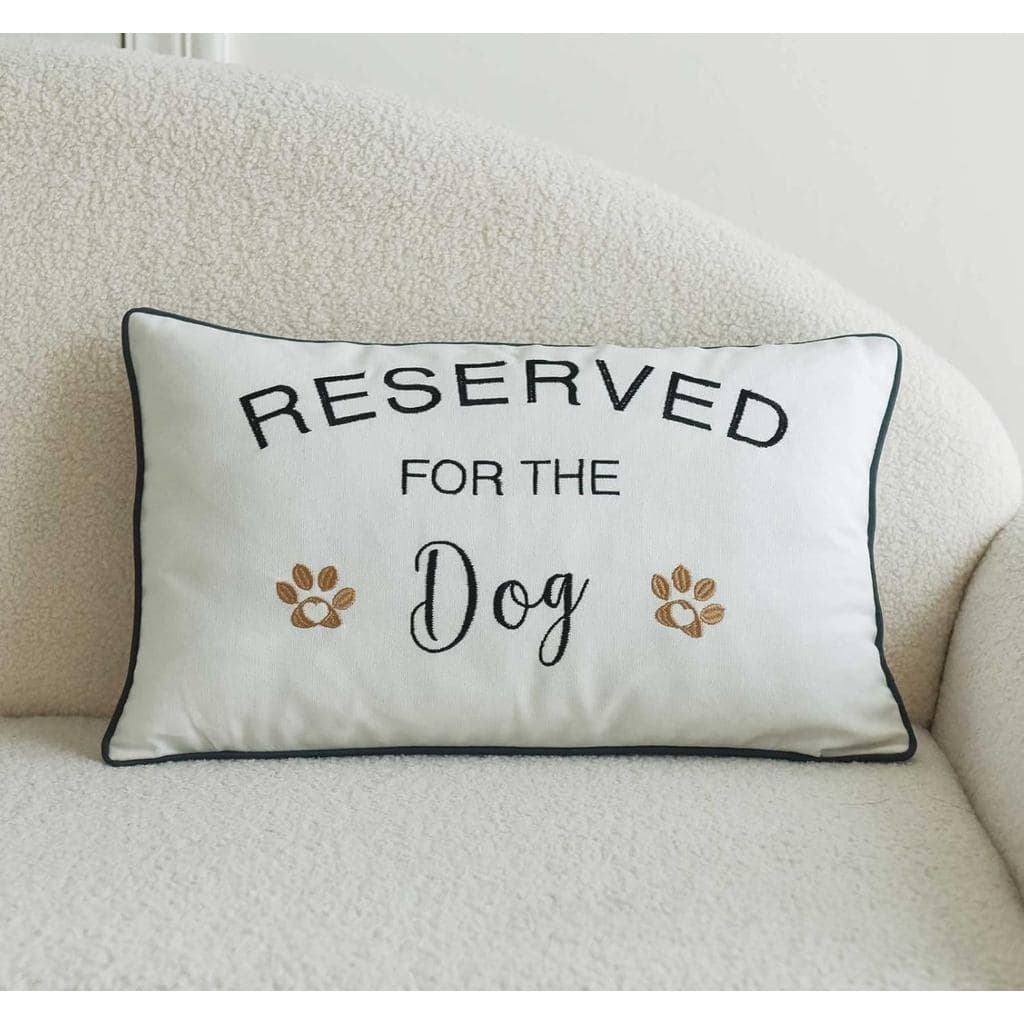 Capa de Almofada Bordada, Capa de Almofada Lombar com a Frase "Reservado para o Cachorro" 12X20 polegadas, Somente a Cap