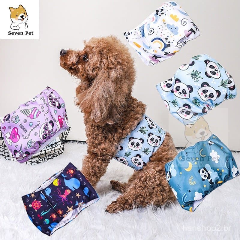 Panda Calça Fisiológica Impressa À Prova D'água Para Cachorro Curto Lavável
