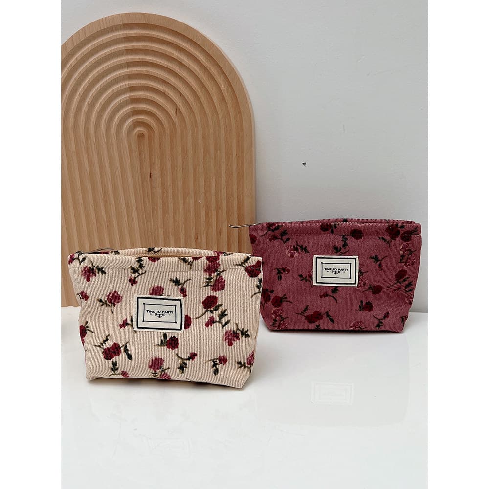 Veludo rosa Mini saco cosmético tamanho pequeno saco de embreagem em saco de armazenamento portátil Retro simples batom