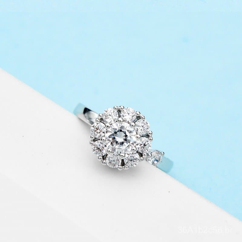 Anel rotativo, estilo popular online, banhado a prata 925 com diamantes, anel de dedo rotativo, elegante e mágico que tr