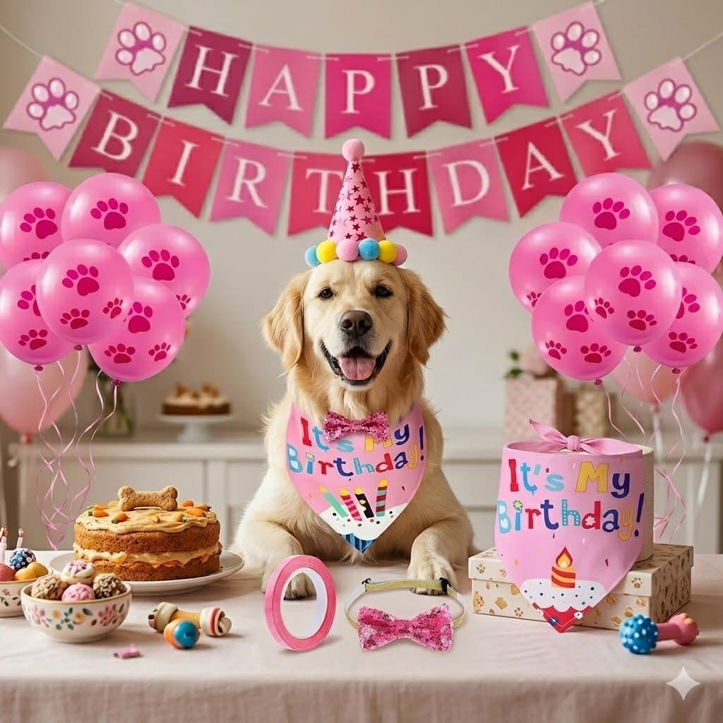 Kit Festa Aniversário Pet Cachorro Gatos Completo Rosa Azul Todos Portes Personalizado