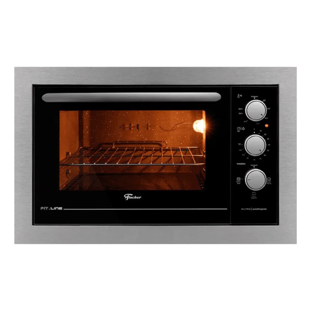 FORNO ELÉTRICO DE EMBUTIR INOX 48L 320C FISCHER FIT LINE 220V