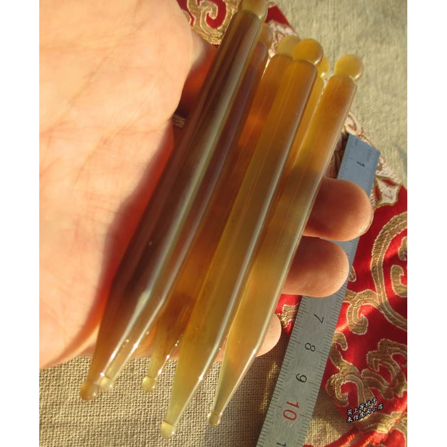 Caneta de acupuntura de beleza pura Natural preta chifre de búfalo garra puxando tendão vara olho Facial puxando tendão
