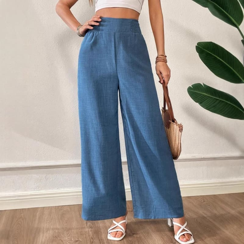 2026 primavera verão novo estilo feminino cor sólida Range Rover costura cintura alta mais magro olhar calças de perna l