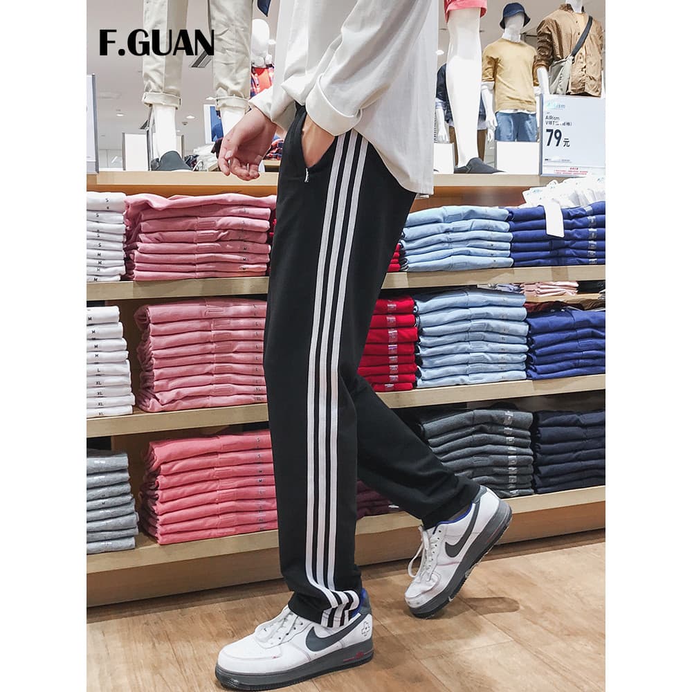 Outono calças esportivas retas masculinas três barras uniforme escolar calças casuais soltas Sweatpants algodão estilo H