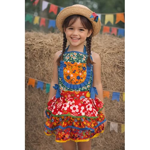 Avental De Festa Junina Infantil Juvenil Arraia Florido