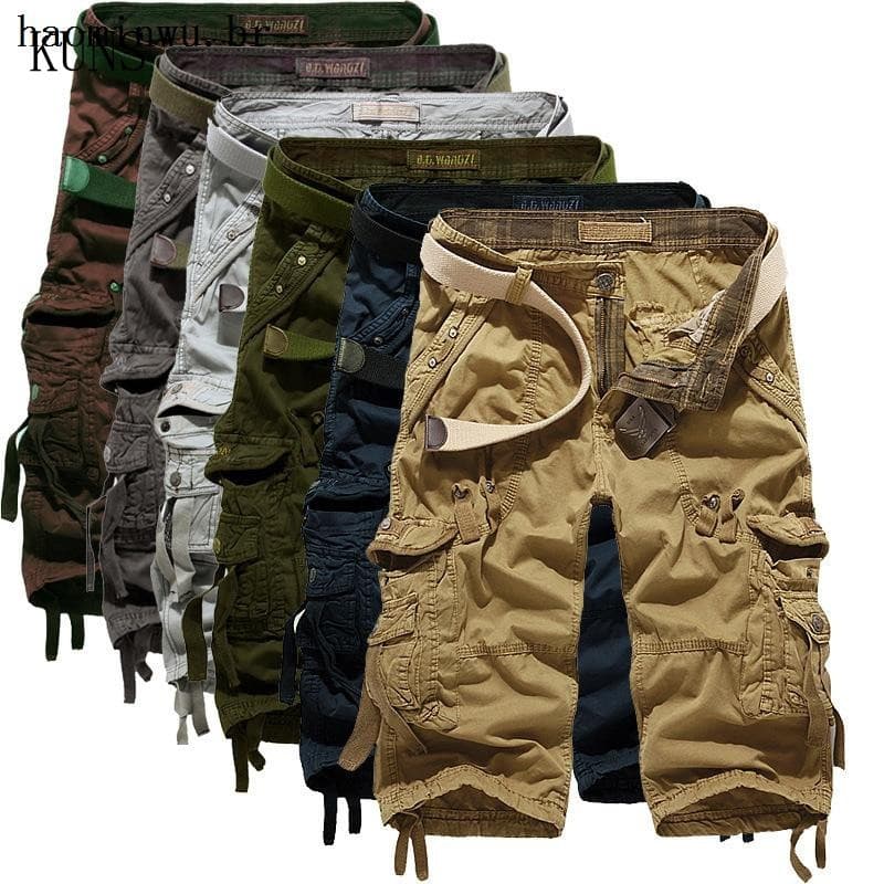 8 Cores, Tamanhos Grandes 29-48, Novos Shorts Cargo Camuflados de Verão para Homens, Calças Curtas Camo Homme Cargo Sem