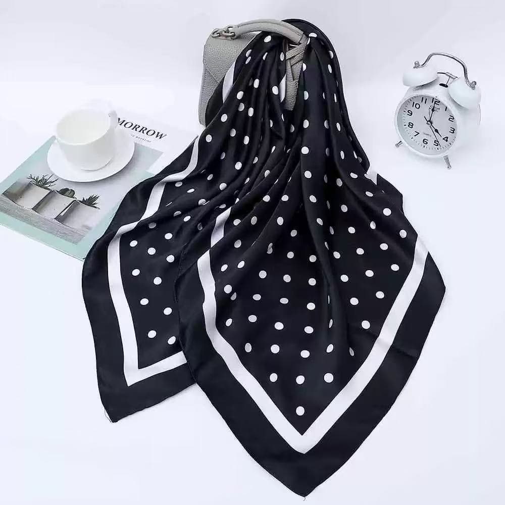 Lenços Estamapa Bolinha Grande Cetim Seda Elegante Primavera 90x90 Lenços da Moda cachecol Cetim Cabeça Pescoço