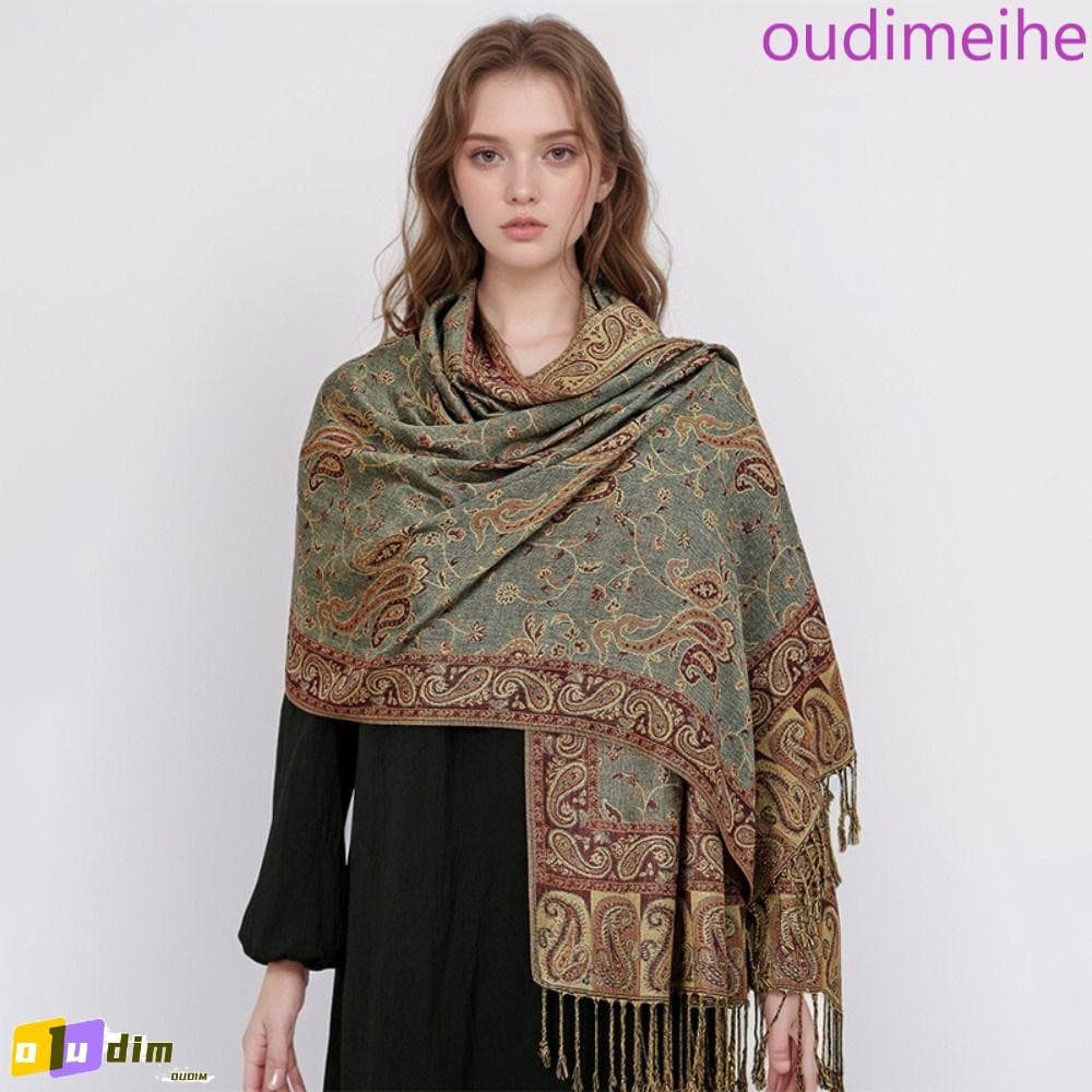 Xale Com Manta De Borla OUDIMEIHE , Poncho Boêmio Pashmina Espessado Hijab , De Caxemira Confortável Estampado