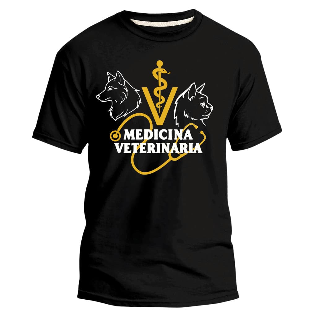 Camiseta Unissex Medicina Veterinária Pequenos Camisa 100% Algodão Volta as Aulas Trabalho Faculdade