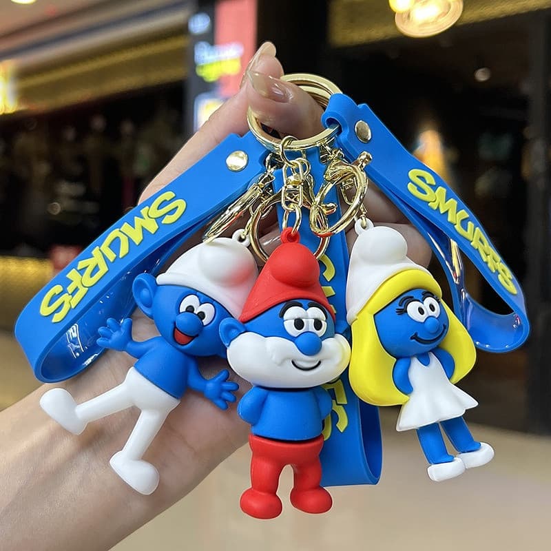Chaveiro Cartoon Smurf Boneca Pingente Porta-Chaves