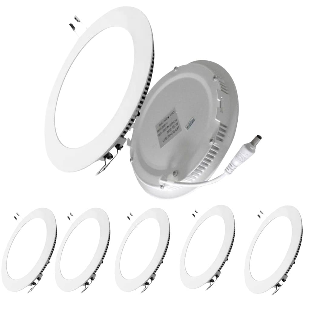 Kit 5 Plafon Led 12w Redondo Embutir Alumínio 16.5x16.50cm Frio 6500k/Quente 3500k 110v-220v