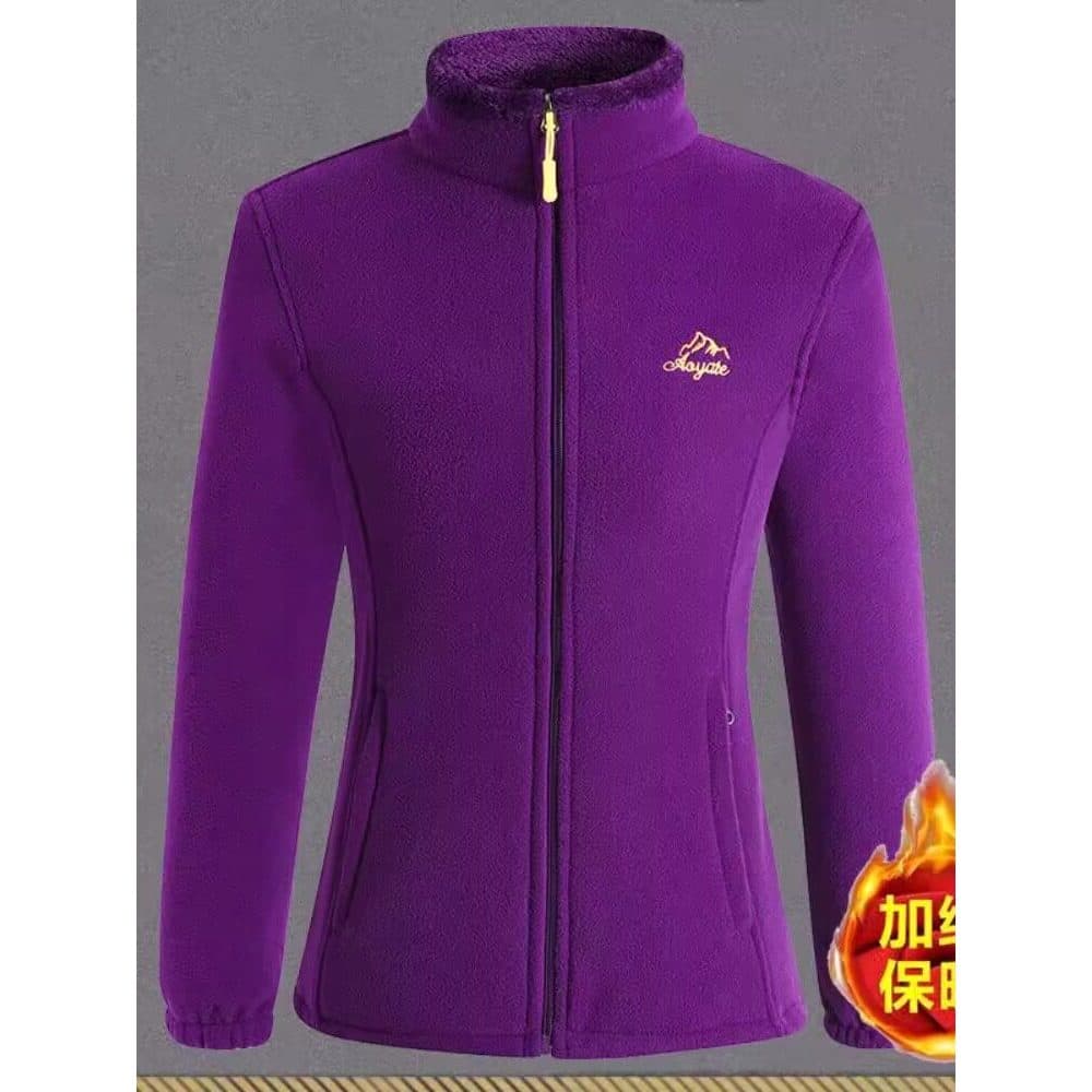 Jaqueta de lã Polar para idosos de meia-idade, gola alta, forro de lã de inverno, engrossado, quente, Plus Size, mãe fem