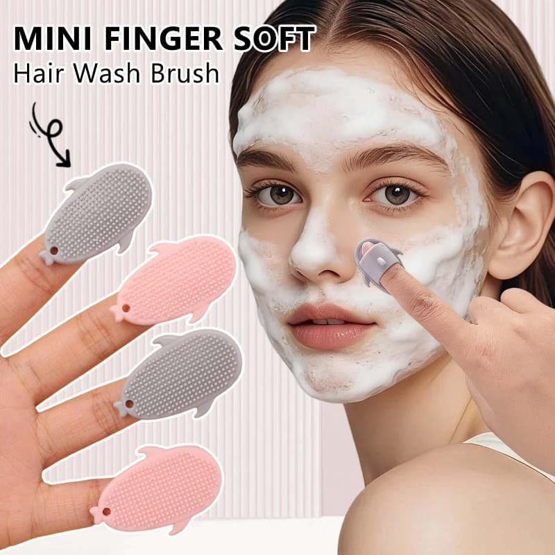 12-4 Unidades De Mini Escova De Silicone Para Lavagem Facial Em Formato De Tubarão-Nariz E Dedo Limpeza De Massagem Poro