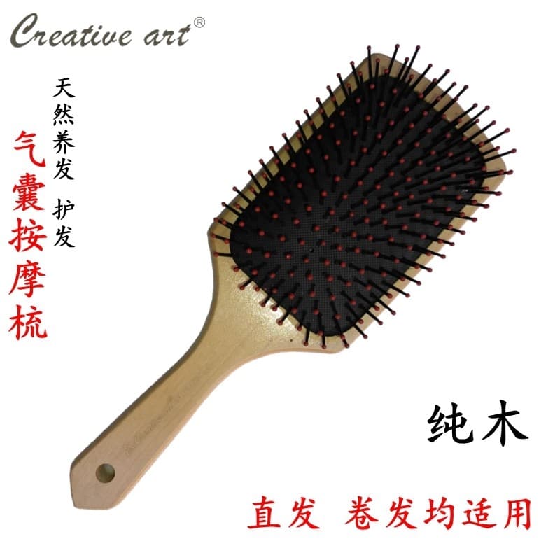 Chuangyi madeira de lótus grande placa pente Airbag couro cabeludo massagem pente Anti-estático pente de cabeleireiro pe