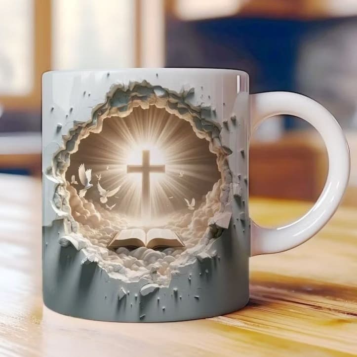 Caneca Religiosa Jesus Maria Presépio Personalizada Porcelana 325ml Presente
