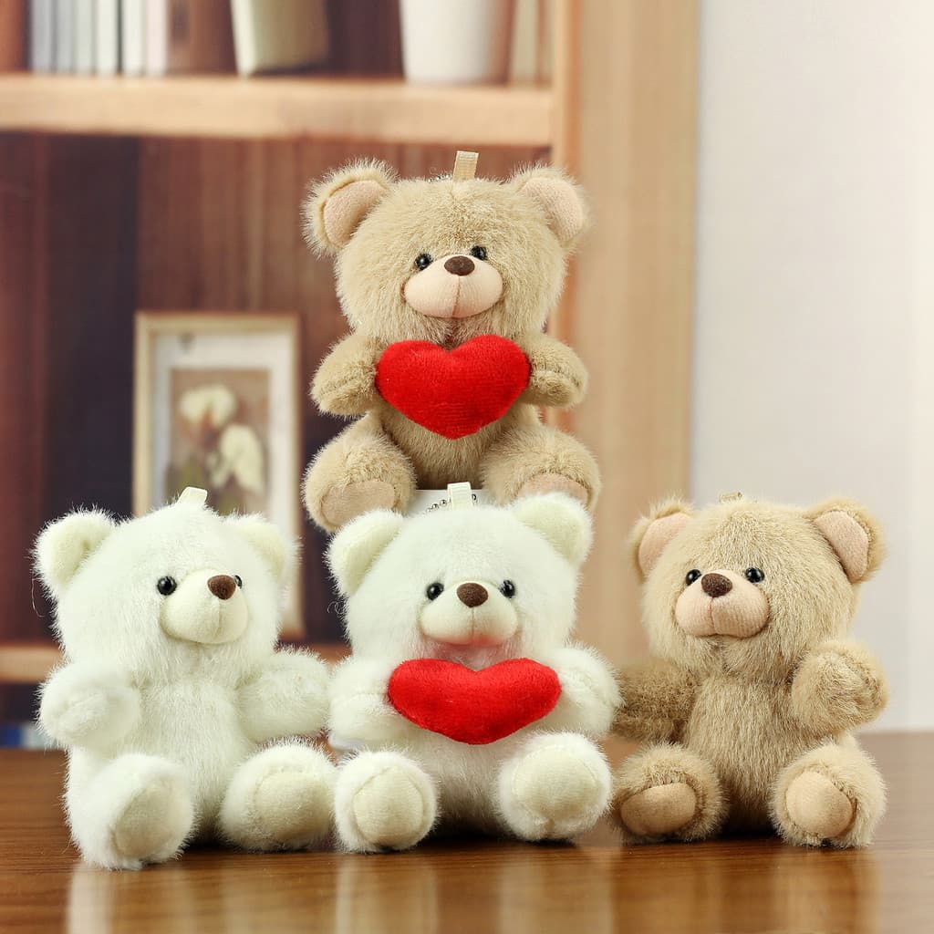 Estilo sentado amor urso de pelúcia brinquedo de pelúcia boneca criativo urso boneca menina saco chaveiro pingente peque