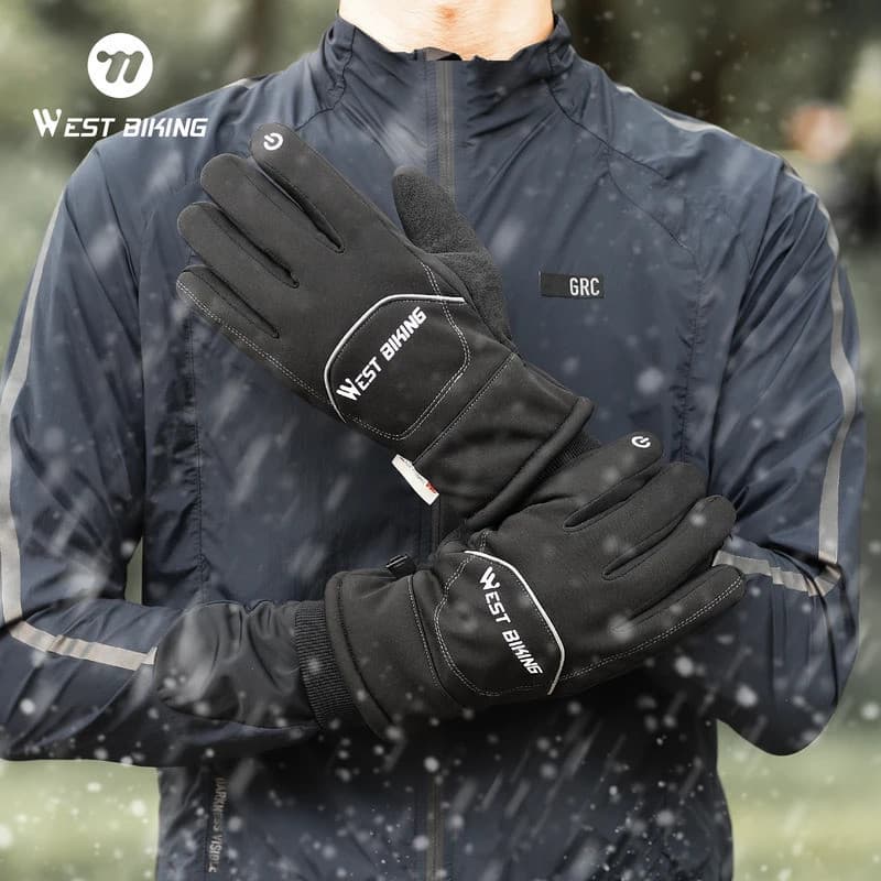WEST BIKING Luvas Impermeáveis para Bicicleta, Luvas de Ciclismo de Inverno Quentes com Tela Sensível ao Toque, Luvas Té