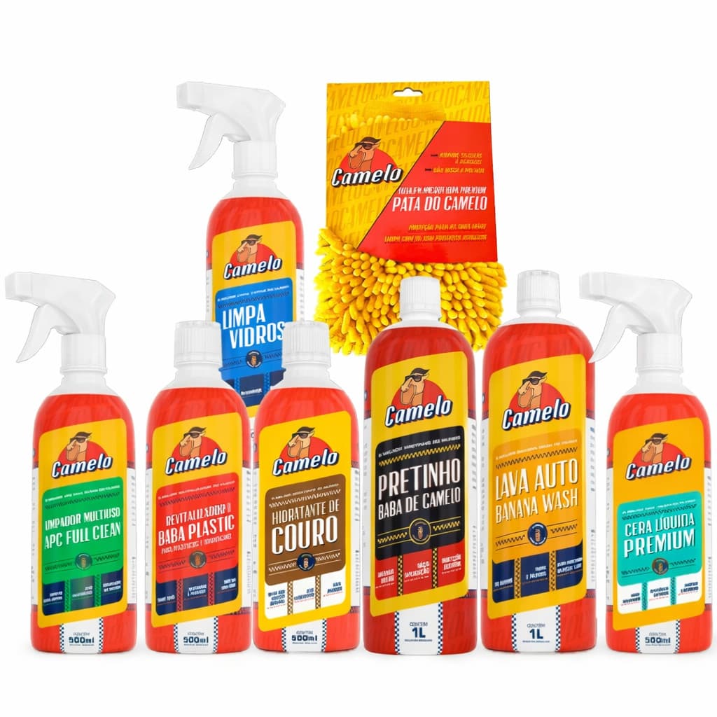 Kit Completo Baba de Camelo Limpeza Automotiva Proteção, Limpeza e Brilho