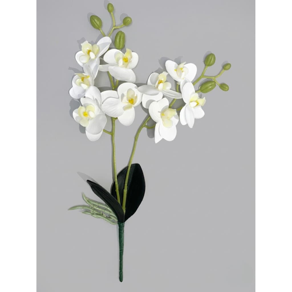 Haste de Orquídea Artificial Branca 45cm Realista Decoração Elegante Arranjo Casa Festa Kit