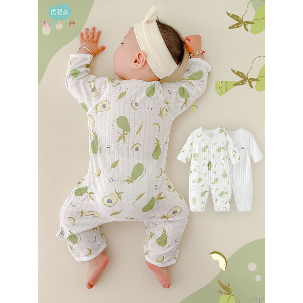 Macacão de bebê de manga comprida fino algodão puro primavera verão recém-nascido pijamas de bebê recém-nascido ar condi