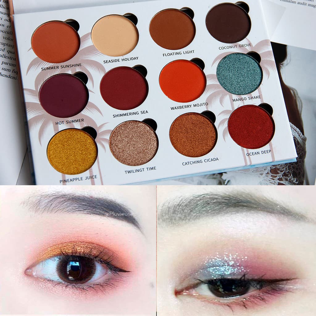Doce hortelã 12 cores sombra Glitter polarizado rosa paleta de sombra ins influenciador barato Super quente sereia Ji fe
