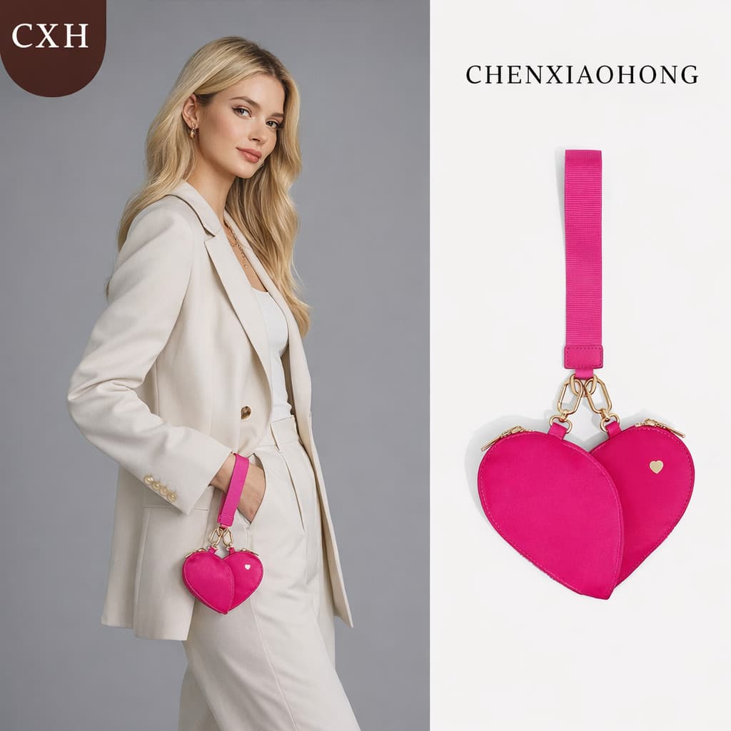 CHENXIAOHONG  Bolsa pequena para festa Pulseira e porta-cartões dois em um em formato de coração para mulheres
