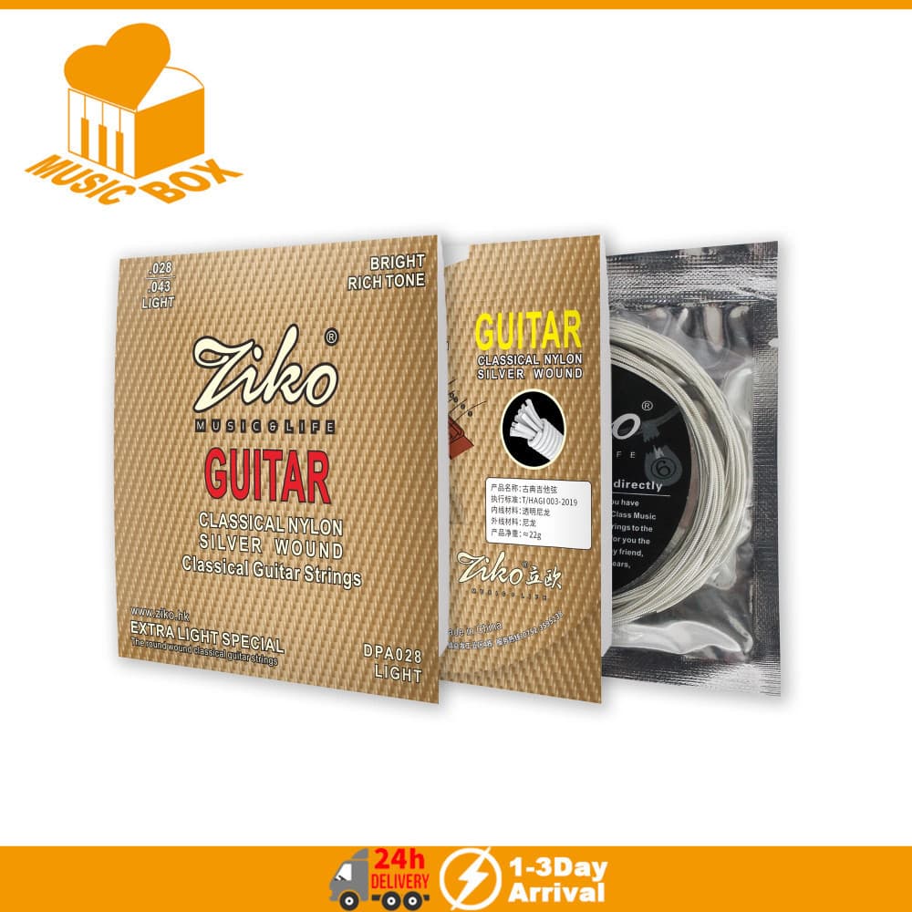 Ziko DPA-028 Cordas Para Guitarra Clássica De Nylon Com Núcleo Banhado A Prata E Cobre Enrolado