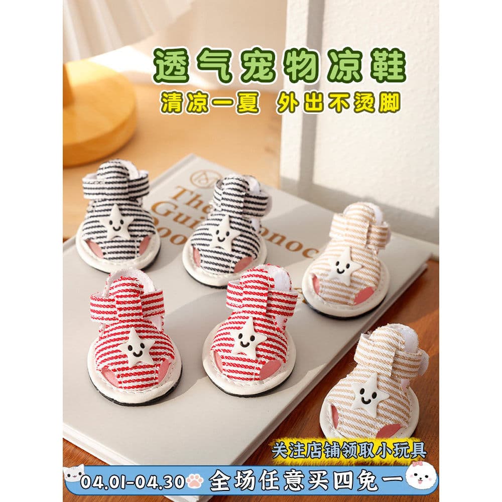 Sapatos para cães verão respirável sapatos de lona de sola macia Teddy Bichon sandálias para cães pequenos animais de es