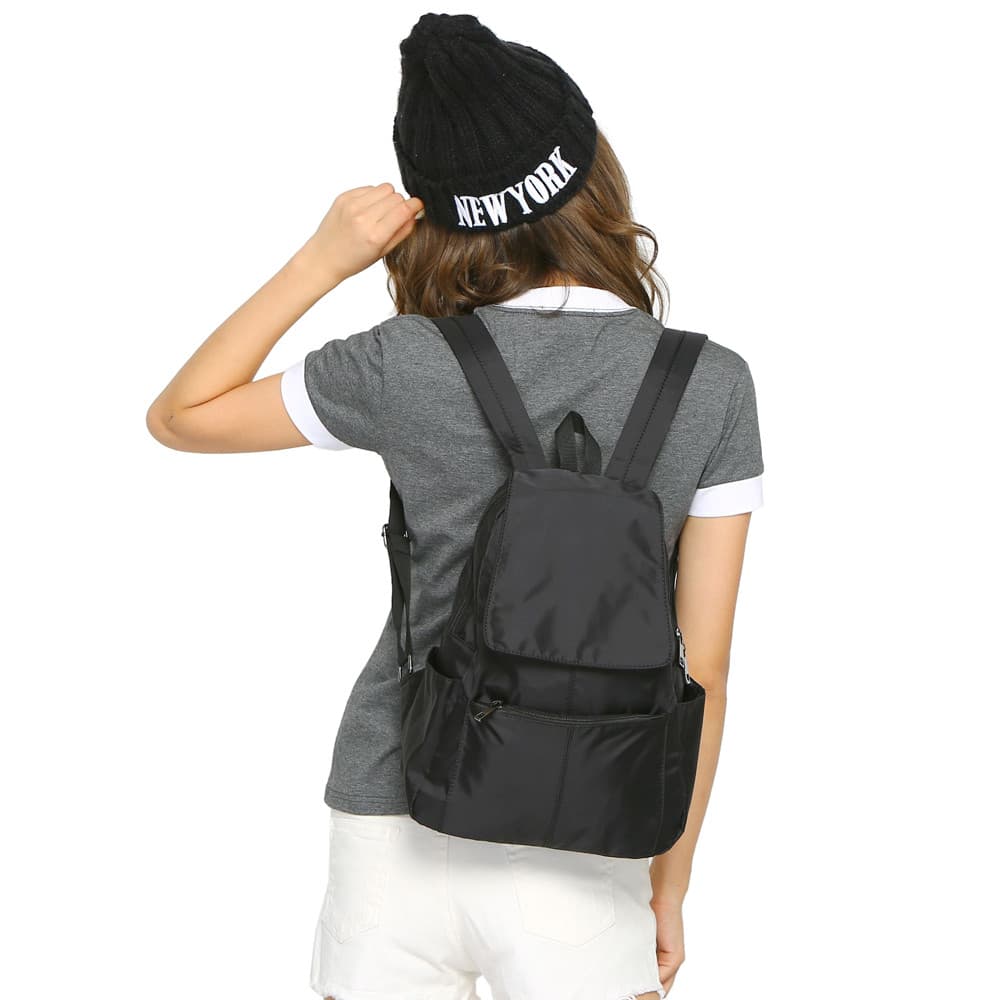 Nylon impermeável Mini mochila mochila de curta distância leve viagem portátil mochila aba dupla puxar pequeno saco femi