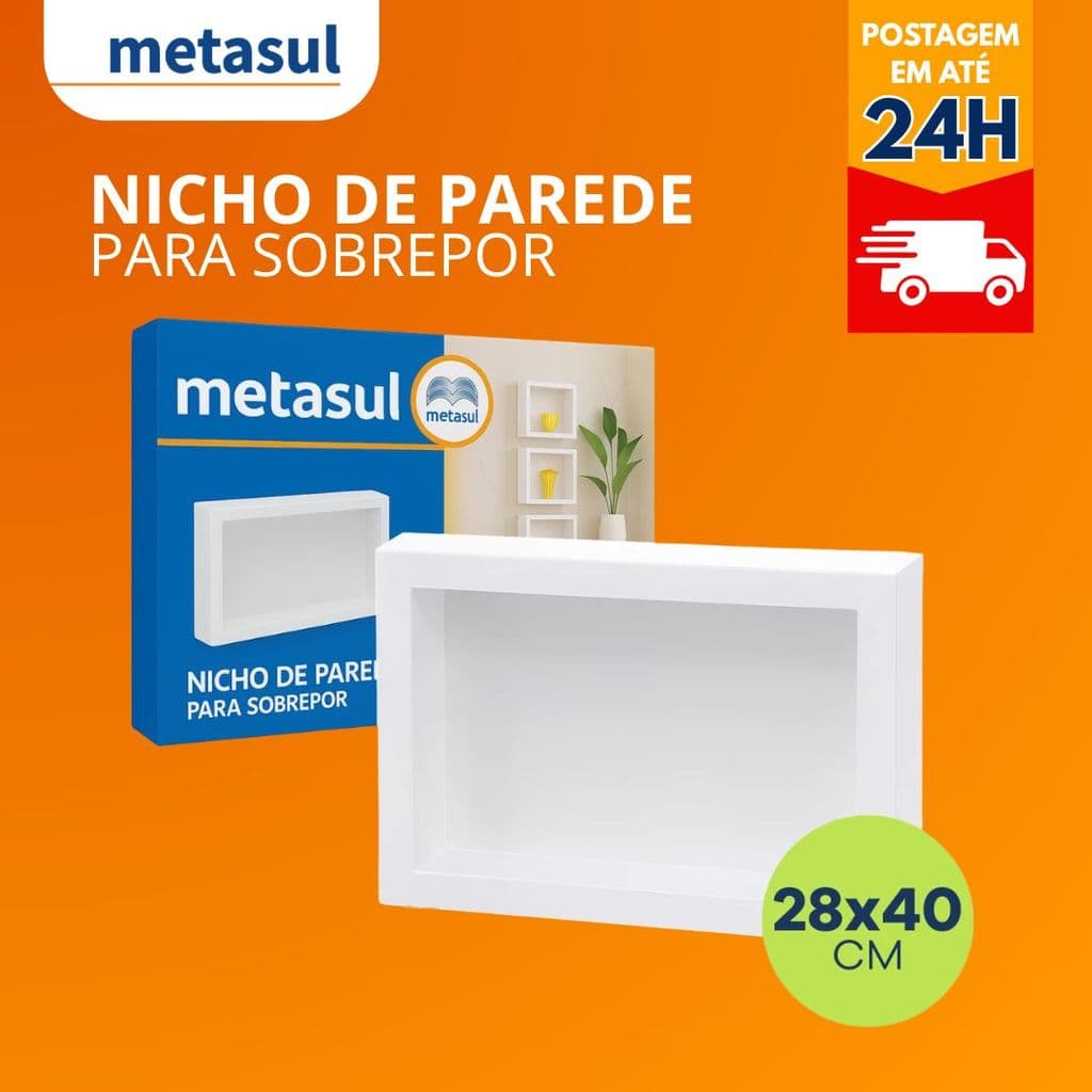 Nicho de Parede para Sobrepor Branco Metasul 28x40CM