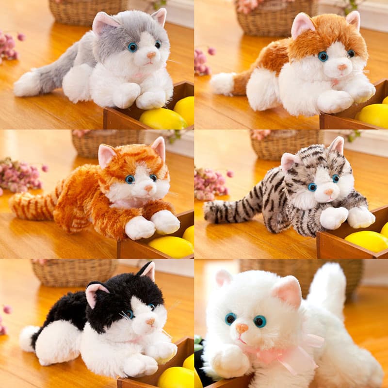 Bonito meow meow dormindo Kitty Muppet travesseiro deitado gato simulação gato boneca brinquedo de pelúcia boneca