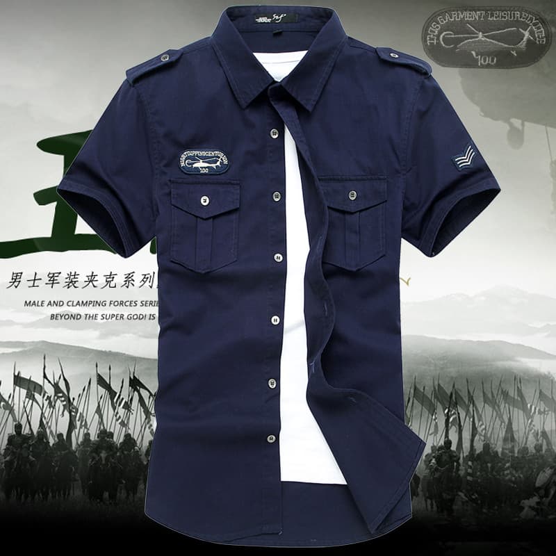 Verão masculino de manga curta uniforme militar camisa ao ar livre juventude camuflagem tamanho grande Workwear puro alg