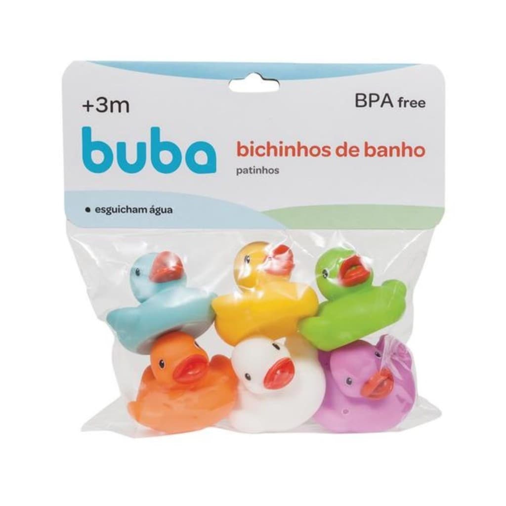 Patinho de Banho Colors Buba - Kit de Bichinhos Divertidos, Atóxicos e que Esguicham Água