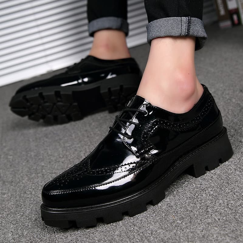 Primavera verão couro preto brilhante aumento interno sapatos masculinos 8cm couro genuíno sapatos de couro masculino au