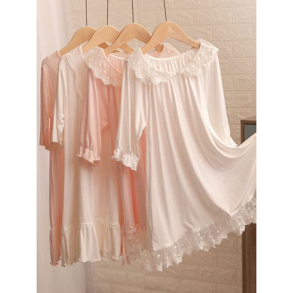 Mipink fruta Lenzing Modal crianças camisola meninas manga longa princesa meninas pijamas de renda bebê seda gelo