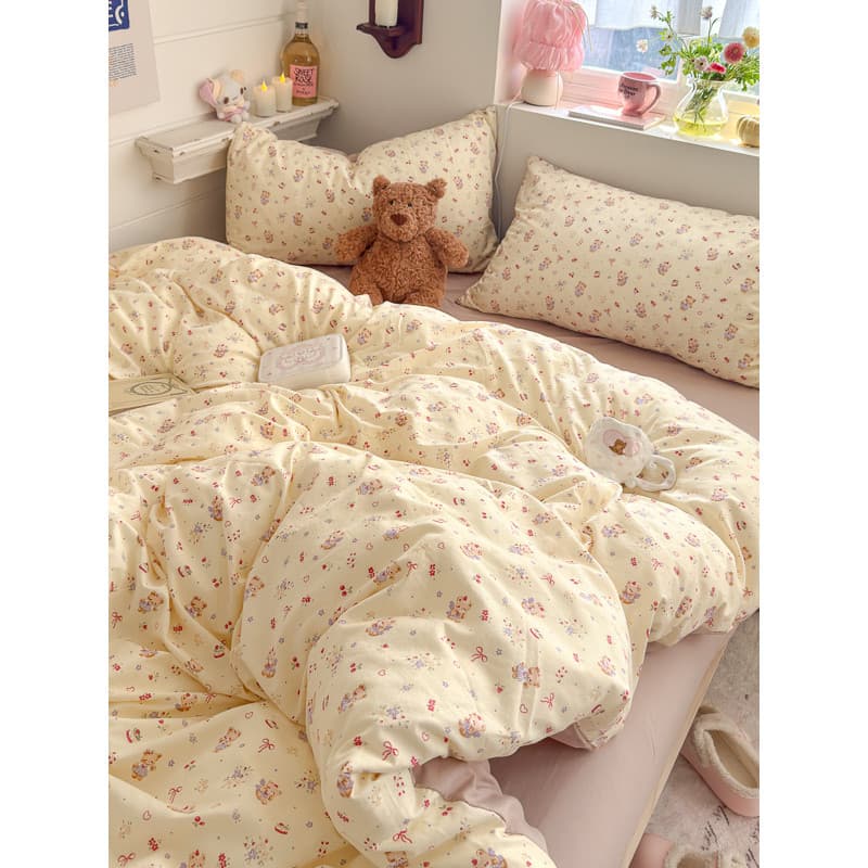 Conjunto de quatro peças de fio de camada dupla ceroso macio quatro estações Universal Nude dormir Super macio puro algo