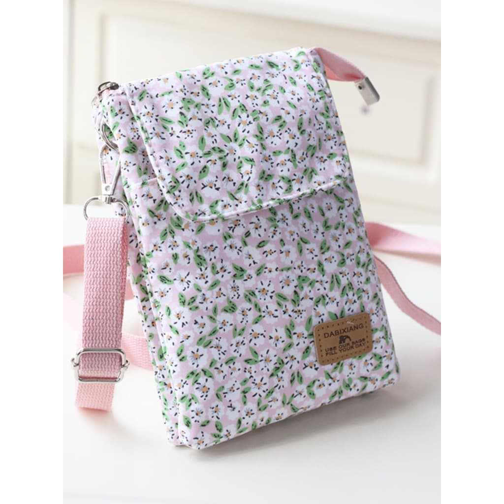 Bolsa mensageiro feminina novo estilo bolsa de verão All-Match pequeno tecido fresco Floral moeda saco estilo Vertical m