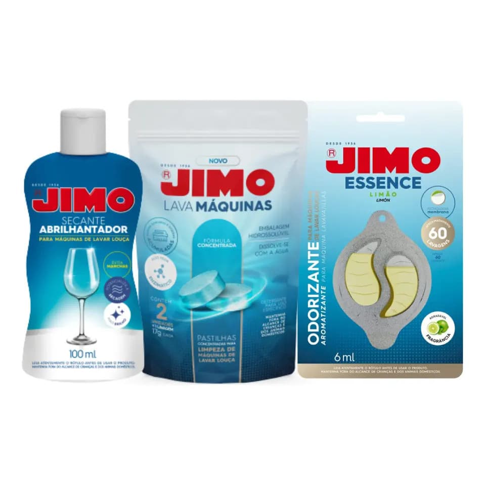 Kit Jimo Pastilha Lava Máquina + Secante + Essence