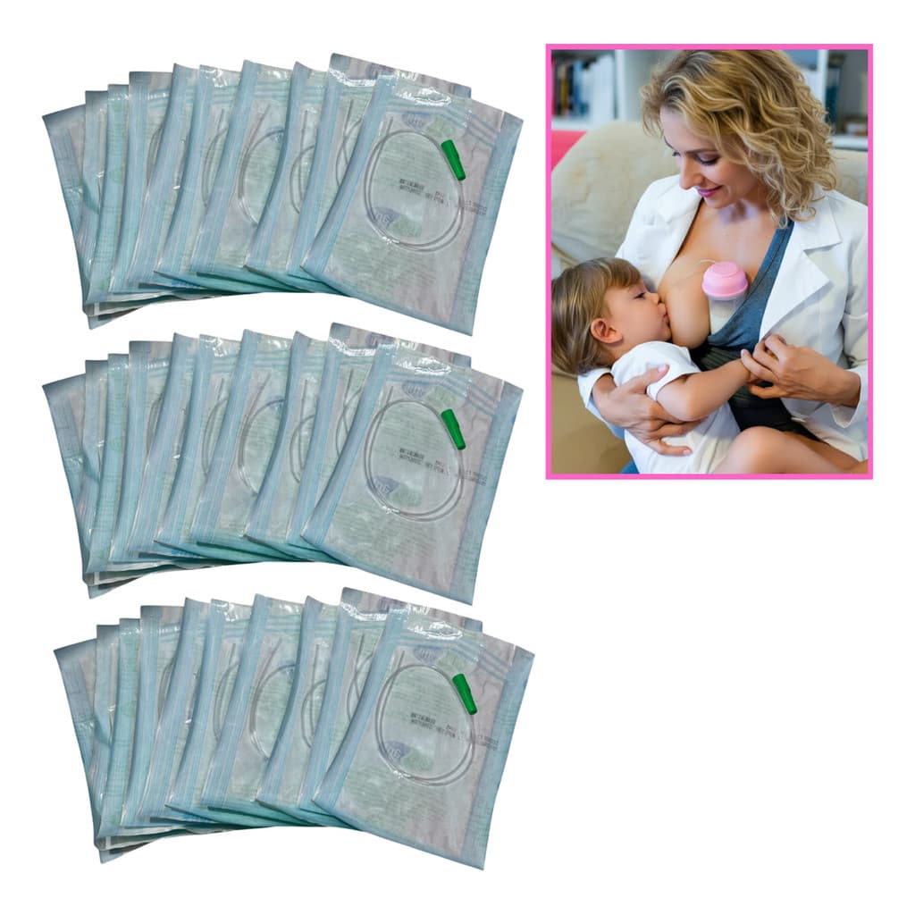 Kit 30 Refil Sonda Relactação N4 Tubo Extensor Amamentação Relactador Translactação Save Milk Leite